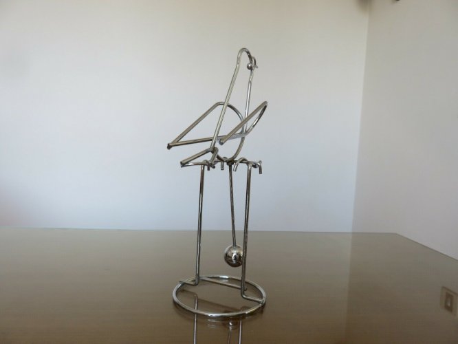 GRAND MOBILE CINETIQUE EN METAL CHROME  OISEAU, PERROQUET  ANNEES 70 VINTAGE