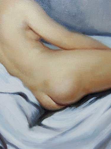 Grand nu huile sur toile Fortuné Pirazzini - Femme se reposant - XXe