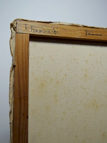 Grand nu huile sur toile Fortuné Pirazzini - Femme se reposant - XXe
