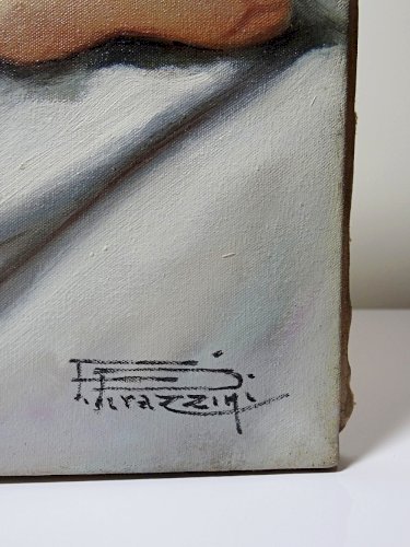 Grand nu huile sur toile Fortuné Pirazzini - Femme se reposant - XXe