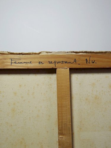 Grand nu huile sur toile Fortuné Pirazzini - Femme se reposant - XXe