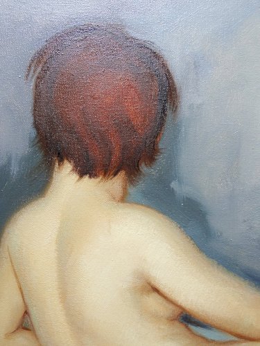 Grand nu huile sur toile Fortuné Pirazzini - Femme se reposant - XXe