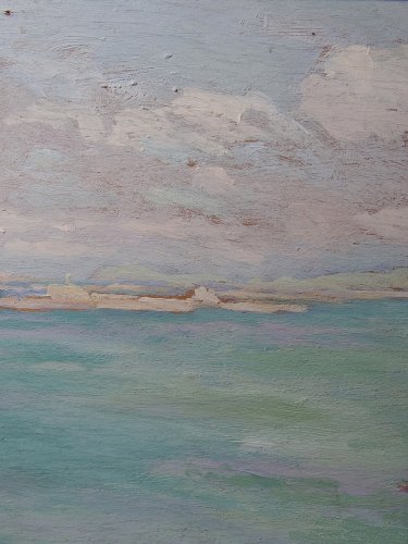 Grand paysage marine falaises huile sur panneau encadré Paul RUBEN (1882-1955)