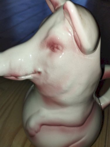 Grand pichet cochon en faïence – Saint-Clément France, état exceptionnel