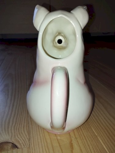 Grand pichet cochon en faïence – Saint-Clément France, état exceptionnel