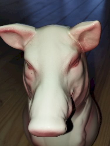 Grand pichet cochon en faïence – Saint-Clément France, état exceptionnel