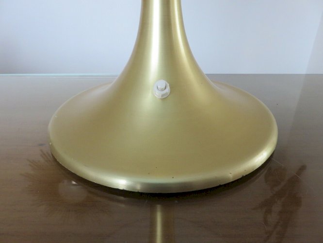 GRAND PIED DE LAMPE TULIPE EN ALUMINIUM DORE ANNEES 70 VINTAGE