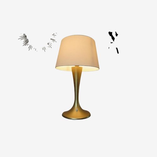 GRAND PIED DE LAMPE TULIPE EN ALUMINIUM DORE ANNEES 70 VINTAGE