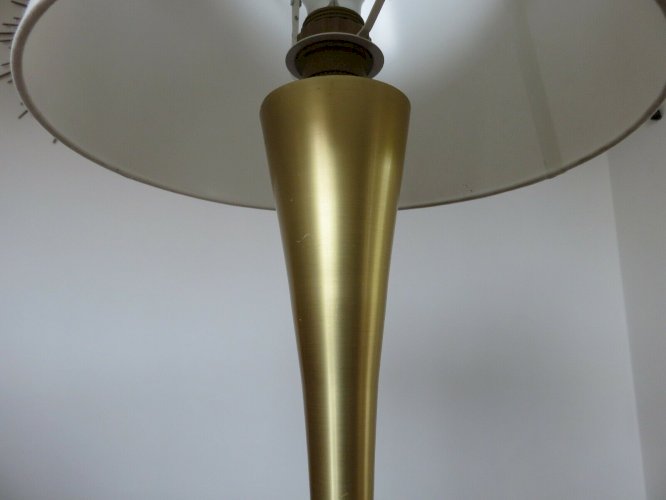 GRAND PIED DE LAMPE TULIPE EN ALUMINIUM DORE ANNEES 70 VINTAGE
