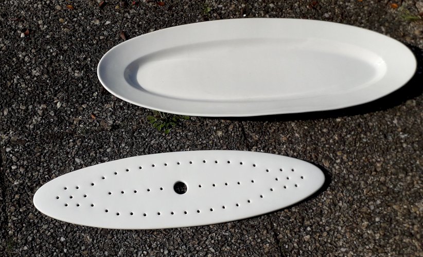 Grand plat à poisson en porcelaine