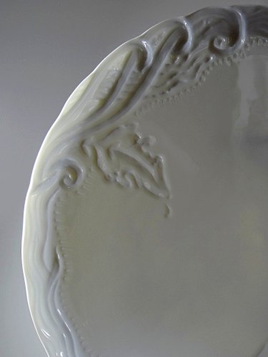 Grand plat à tarte vintage/ancien porcelaine fine de Limoges blanche