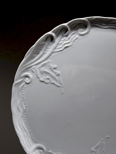 Grand plat à tarte vintage/ancien porcelaine fine de Limoges blanche