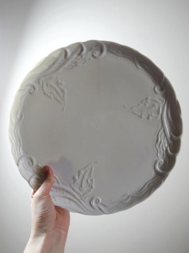 Grand plat à tarte vintage/ancien porcelaine fine de Limoges blanche