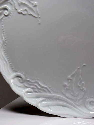 Grand plat à tarte vintage/ancien porcelaine fine de Limoges blanche