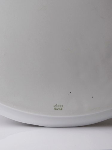 Grand plat à tarte vintage/ancien porcelaine fine de Limoges blanche
