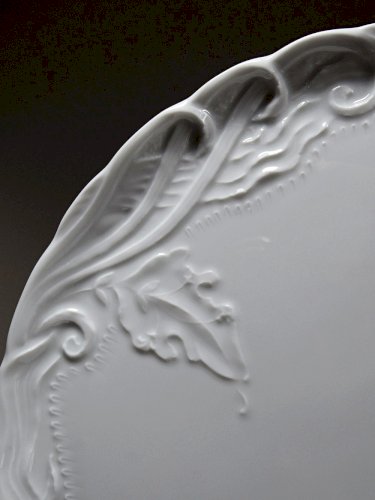 Grand plat à tarte vintage/ancien porcelaine fine de Limoges blanche