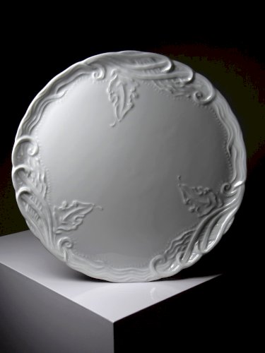 Grand plat à tarte vintage/ancien porcelaine fine de Limoges blanche