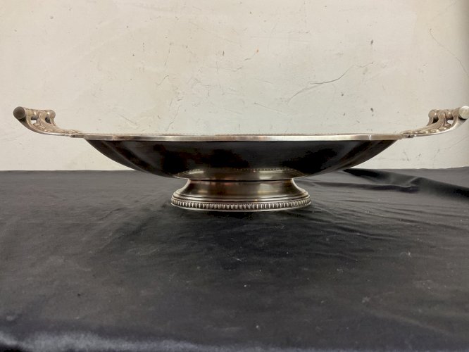 Grand plat de présentation sur pied douche en métal argenté