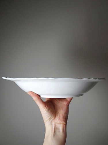 Grand plat de service creux porcelaine fine de Limoges blanche vintage/ancien