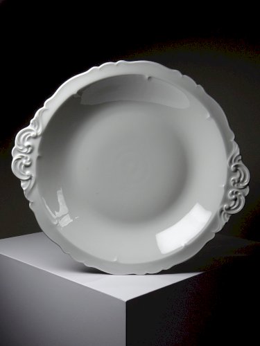 Grand plat de service creux porcelaine fine de Limoges blanche vintage/ancien