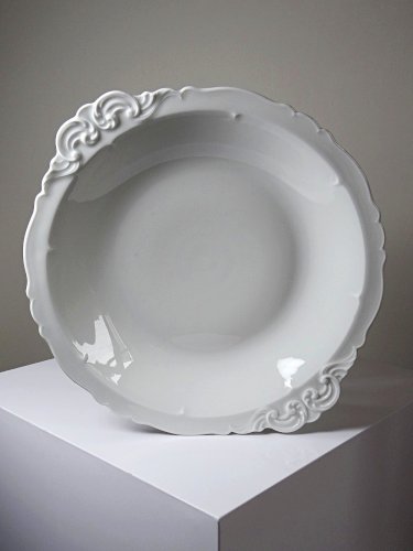Grand plat de service creux porcelaine fine de Limoges blanche vintage/ancien