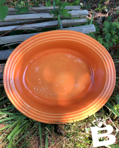 Grand plat de service ovale orange en céramique Appolia