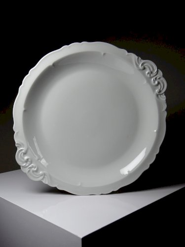 Grand plat de service porcelaine fine de Limoges blanche vintage/ancien