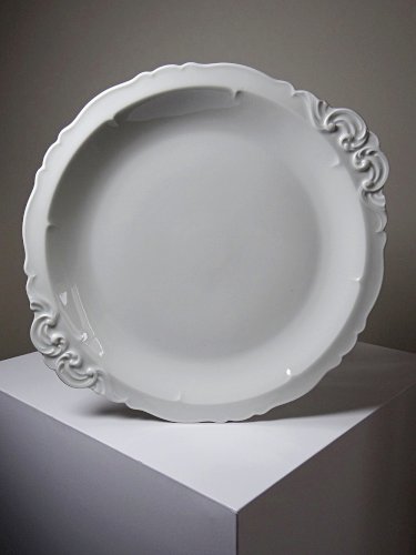 Grand plat de service porcelaine fine de Limoges blanche vintage/ancien