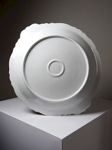Grand plat de service porcelaine fine de Limoges blanche vintage/ancien