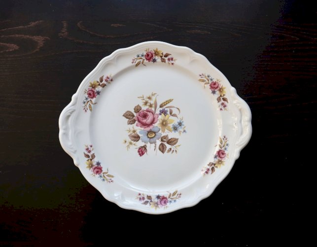 Grand plat de service rond vintage Moulin des Loups