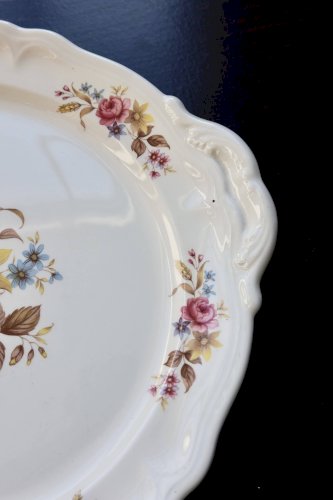 Grand plat de service rond vintage Moulin des Loups