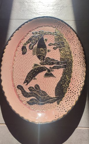 Grand plat en faïence émaillée signé Tony Jaillet années 50-60