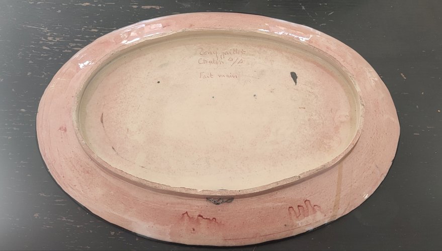 Grand plat en faïence émaillée signé Tony Jaillet années 50-60