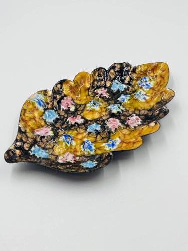 Grand Plat Feuille Émaux Sur Cuivre Esmaltes Garcia 70s