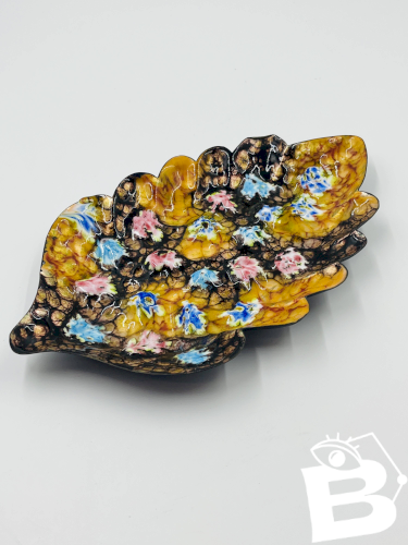 Grand Plat Feuille Émaux Sur Cuivre Esmaltes Garcia 70s