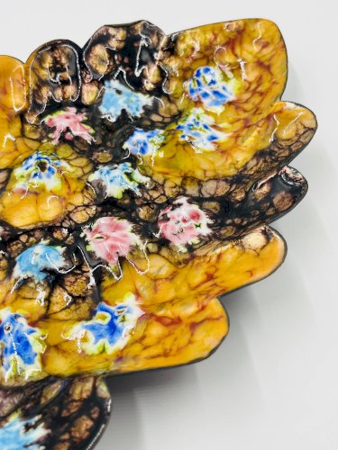 Grand Plat Feuille Émaux Sur Cuivre Esmaltes Garcia 70s