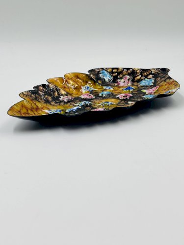 Grand Plat Feuille Émaux Sur Cuivre Esmaltes Garcia 70s