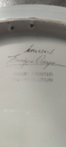 Grand plat mural en majolique signé Enrique Crespo , Artesania années 70