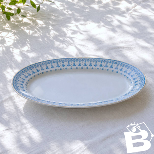 Grand plat ovale ancien de 1909 en porcelaine Oscar Schaller
