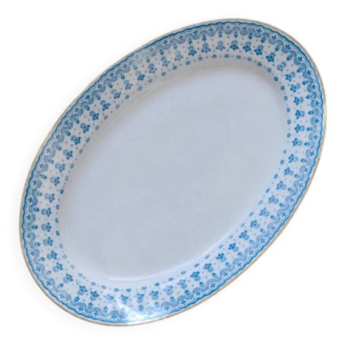 Grand plat ovale ancien de 1909 en porcelaine Oscar Schaller