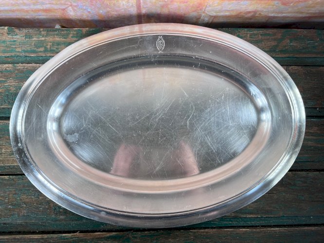 Grand plat ovale Christofle métal argenté – Décor poisson – 45 cm – Art table