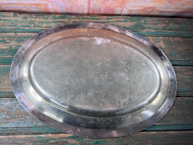 Grand plat ovale Christofle métal argenté – Décor poisson – 45 cm – Art table