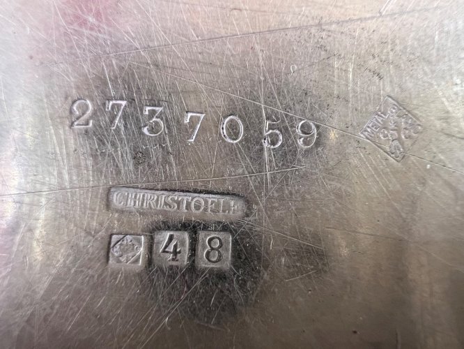 Grand plat ovale Christofle métal argenté – Décor poisson – 45 cm – Art table