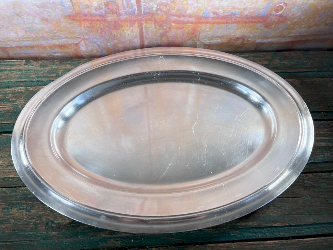Grand plat ovale Christofle métal argenté – Décor poisson – 45 cm – Art table