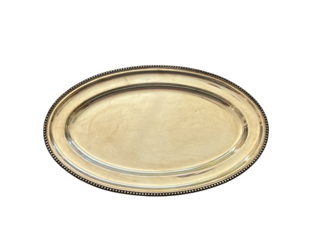 Grand Plat Ovale de service Ancien Vintage Metal Argenté Chic élégant Decoration