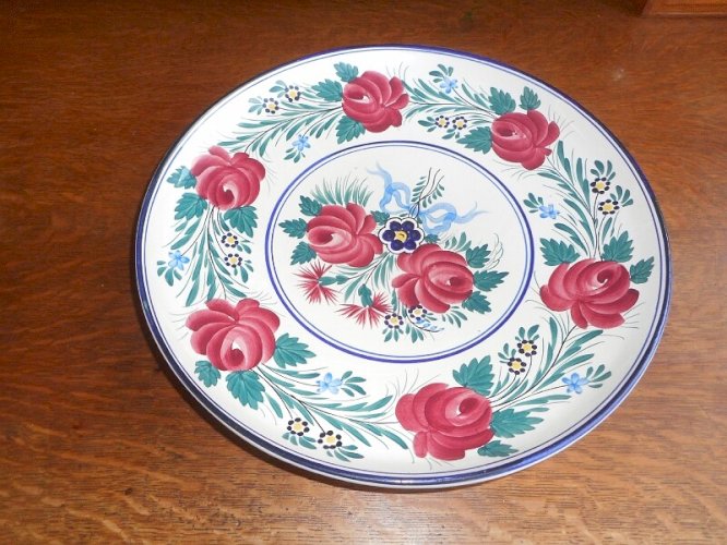 GRAND PLAT ROND EN FAIENCE D'ONNAING NORD
