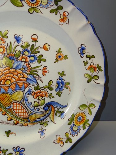 -GRAND PLAT ROND et PLAT CERAMIQUE de ST CLEMENT XXe déco CORNE D'ABONDANCE    D