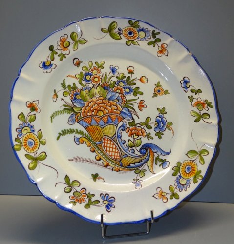 -GRAND PLAT ROND et PLAT CERAMIQUE de ST CLEMENT XXe déco CORNE D'ABONDANCE    D