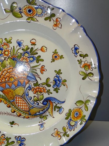 -GRAND PLAT ROND et PLAT CERAMIQUE de ST CLEMENT XXe déco CORNE D'ABONDANCE    D