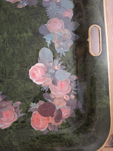 Grand plateau de service en métal peint avec poignées 74,7 X 55,5 cm